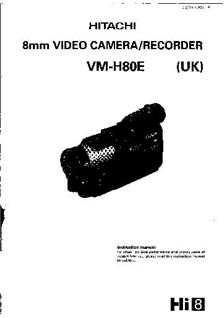 Hitachi VM H 80 E manual. Camera Instructions.